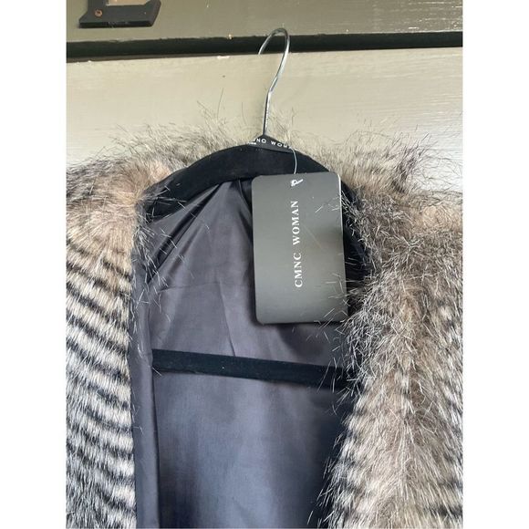 CMNC Woman (Zara) NWT Fur Fuzzy Neutral Browns Vest Size Medium, MSRP $98 - Picture 3 of 6